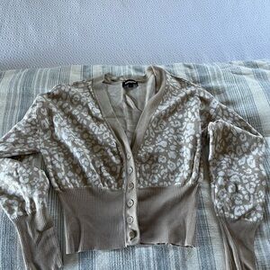 Express Women's Tan and Cream Cardigan